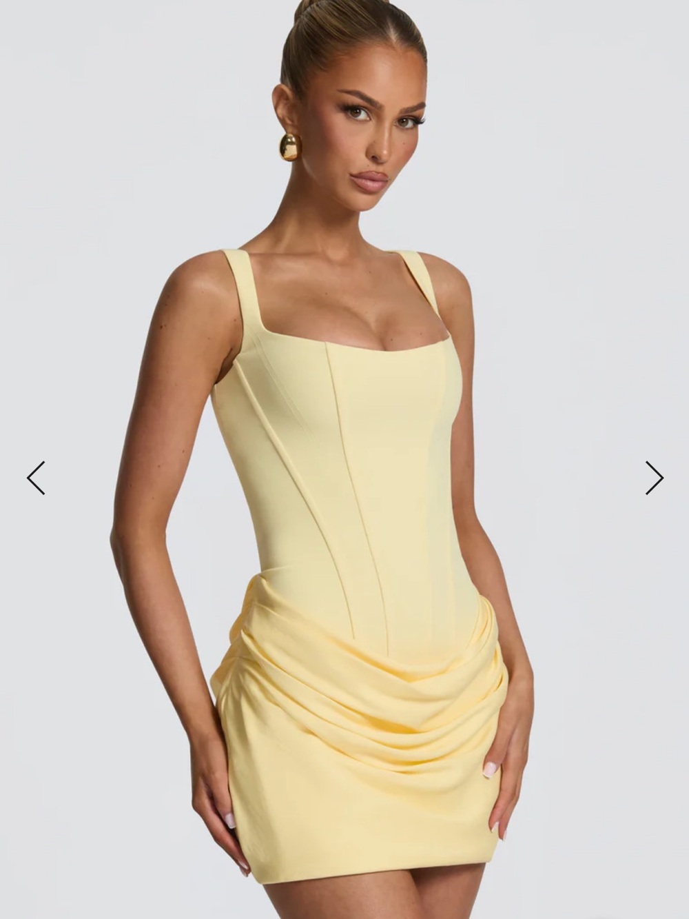BABYBOO Cornelia Mini Pale Yellow Square-Neck Dress